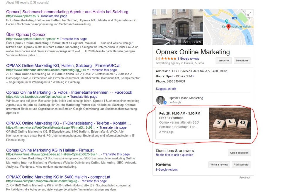 Posten auf Google my Business